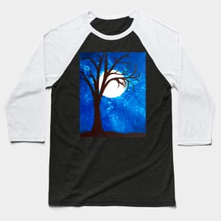 A moonlit blue nightsky in winter bare tree spooky eerie Baseball T-Shirt